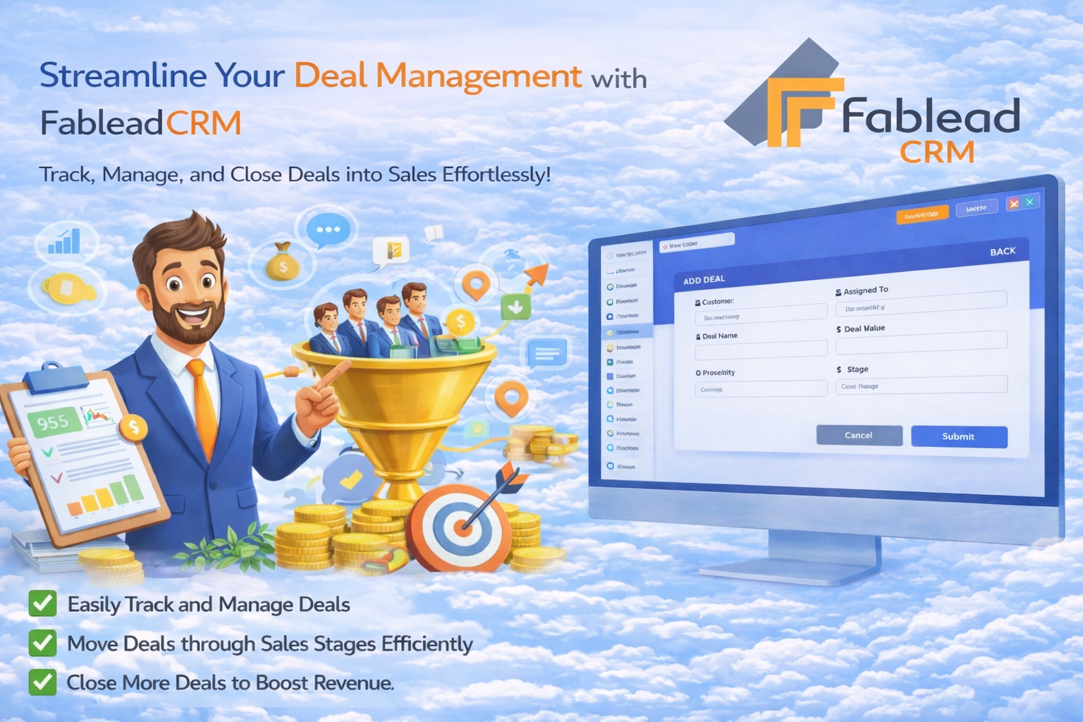 Fablead Technolabs CRM deal management dashboard