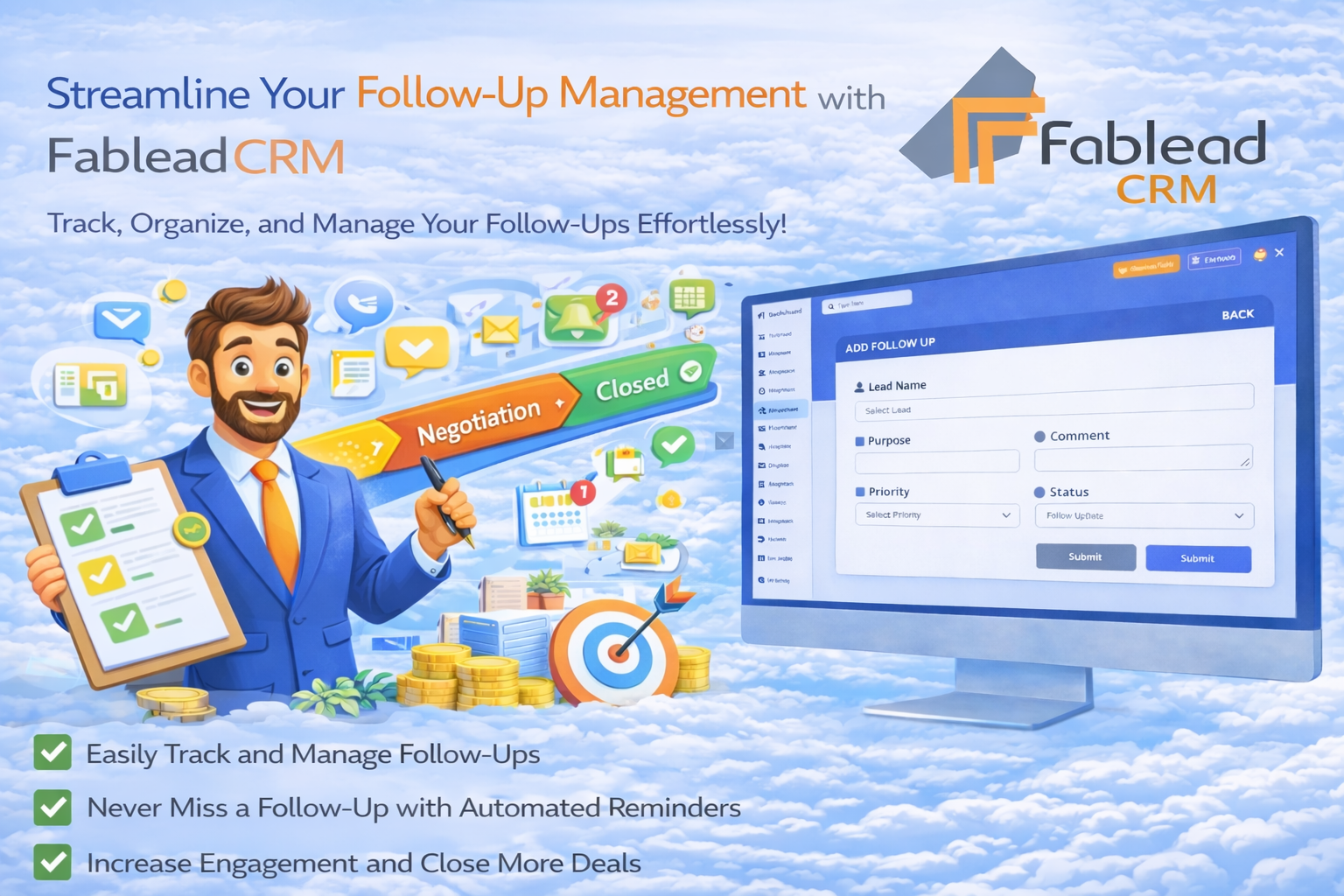 Fablead Technolabs CRM follow-up management dashboard