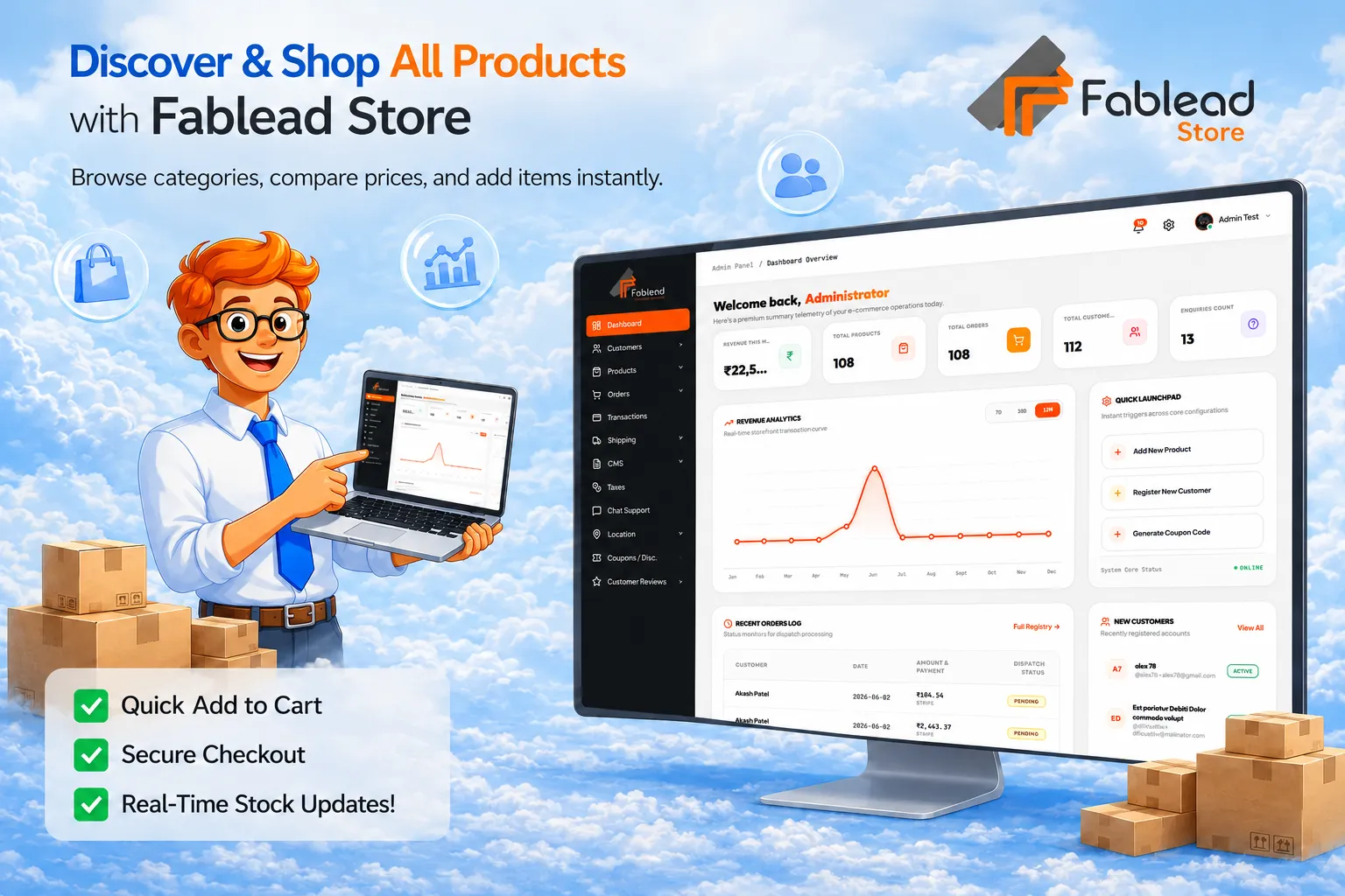 Fablead Technolabs ecommerce admin dashboard