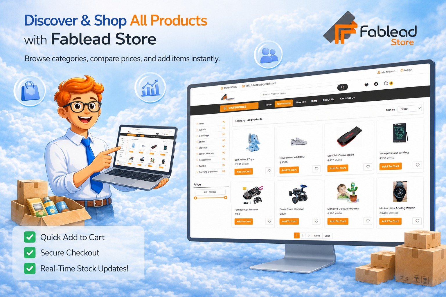 Fablead Technolabs ecommerce all products listing page