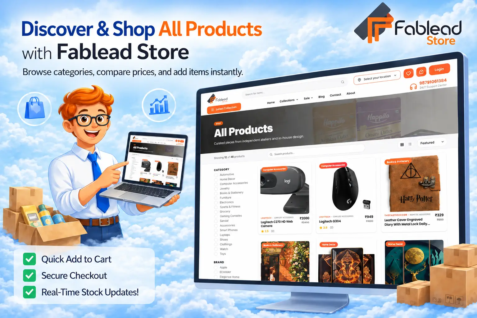 Fablead Technolabs ecommerce all products listing page