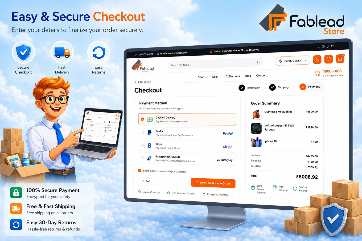 Fablead Technolabs ecommerce checkout page