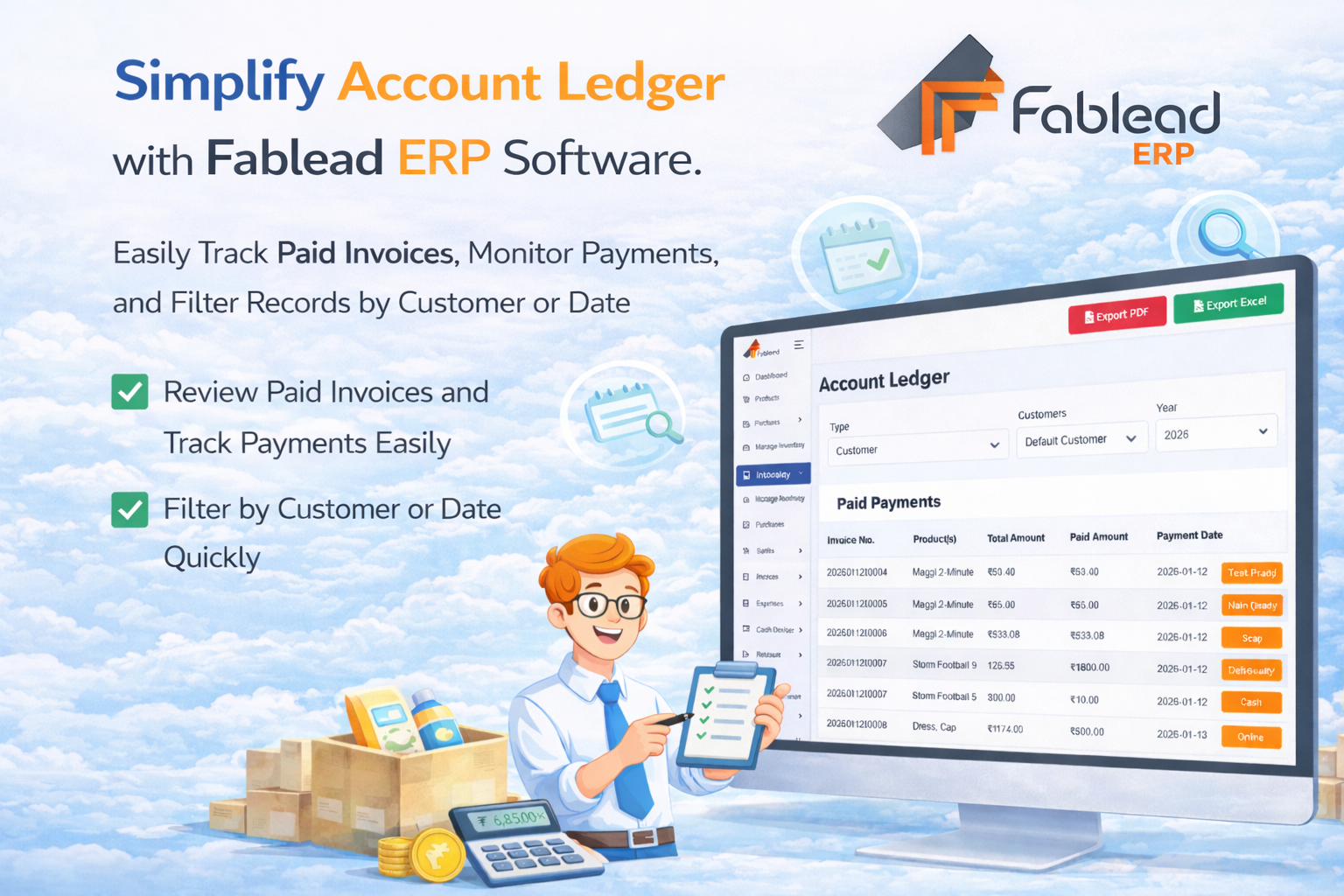 Fablead Technolabs detailed account ledger tracking