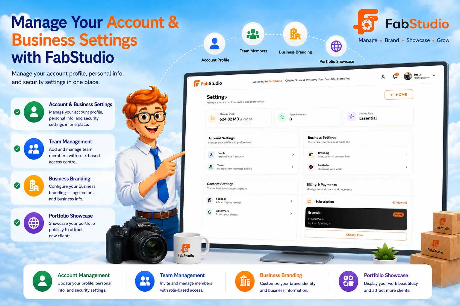 Fablead Studio account and settings management