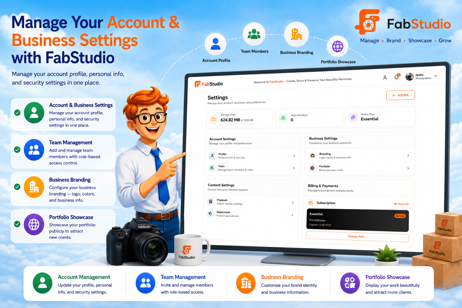 Fablead Studio account and settings management