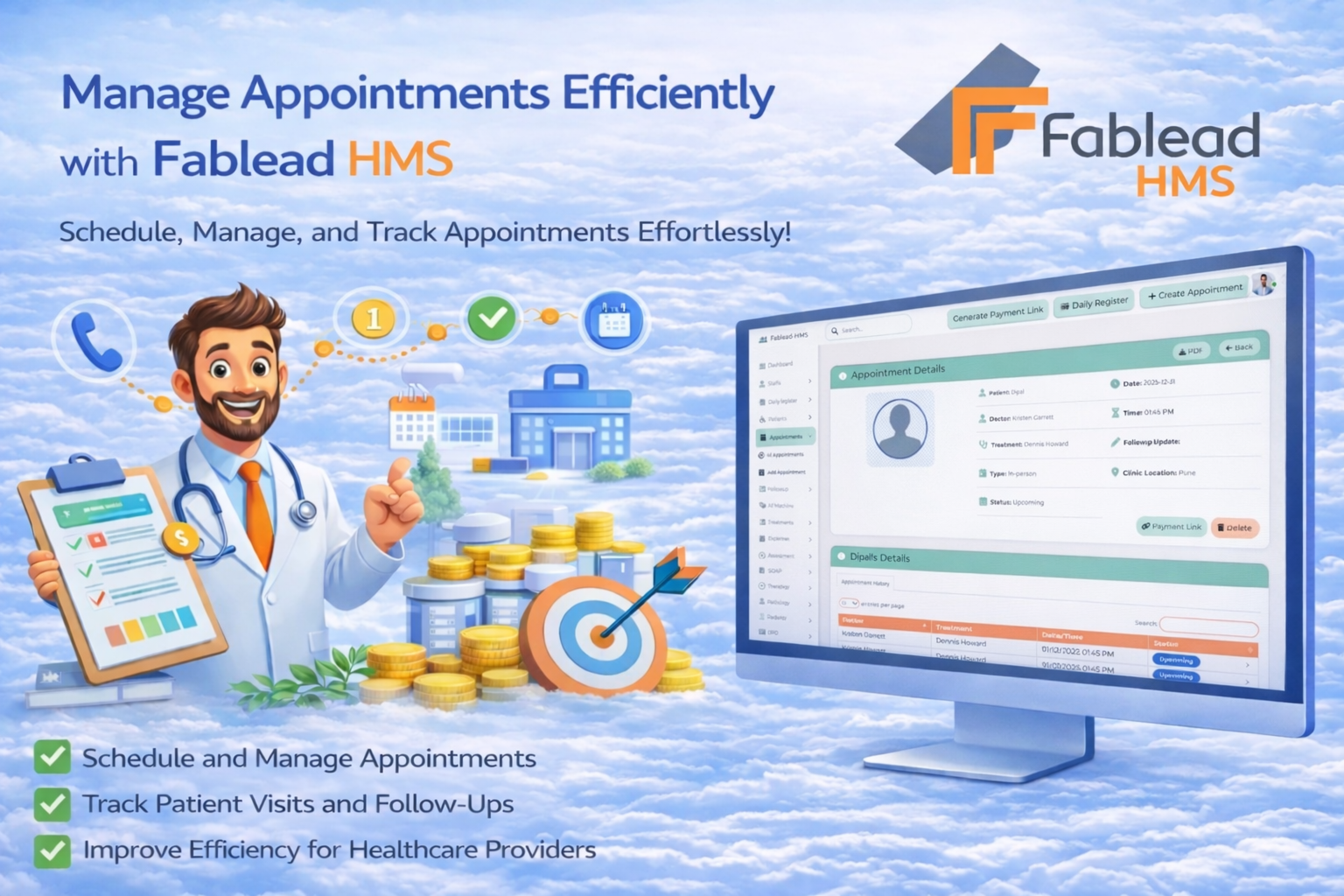 Fablead Technolabs hospital appointment management page