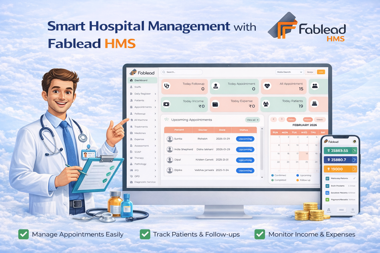 Fablead Technolabs hospital management dashboard