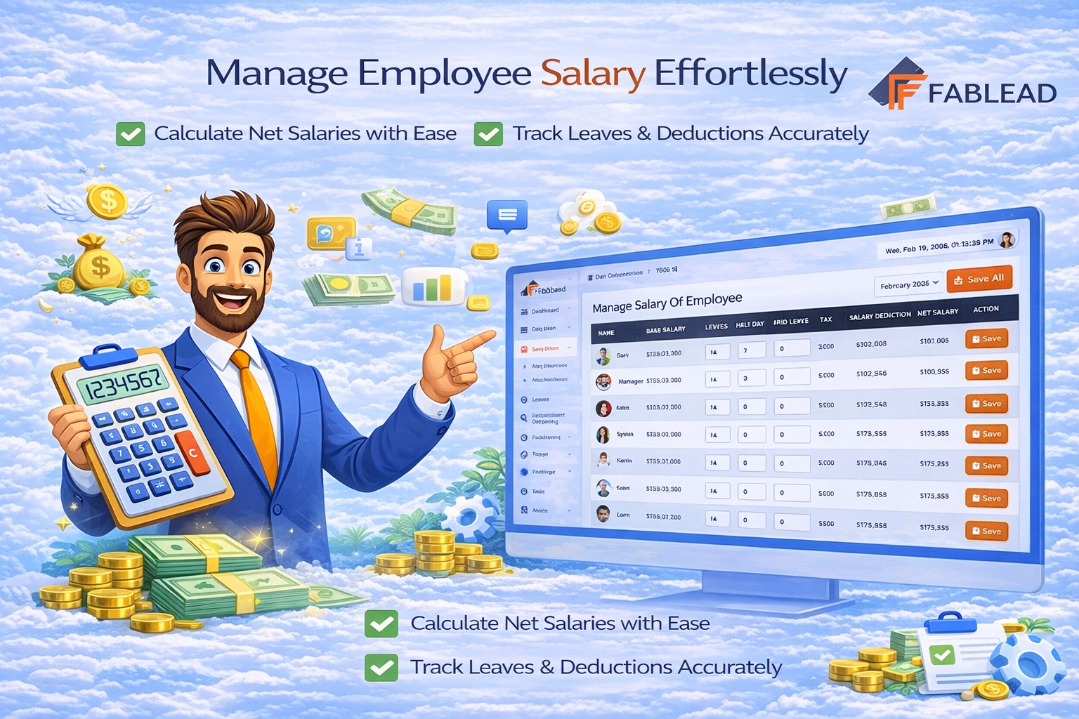Fablead Technolabs HRMS manage attendance page
