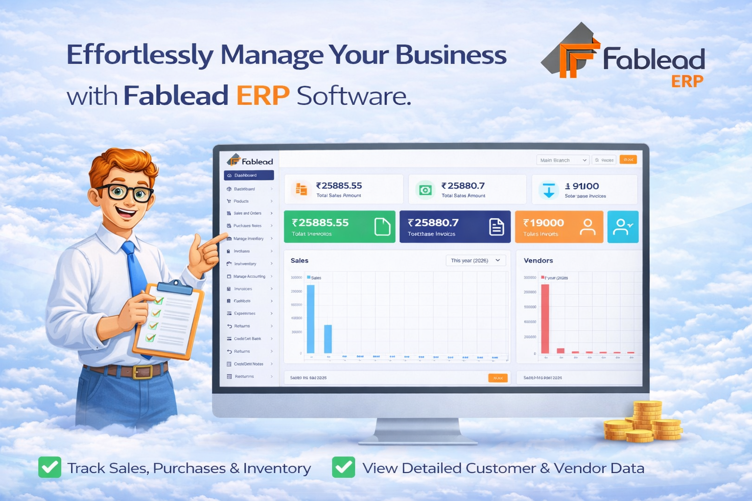Fablead Technolabs inventory and billing dashboard
