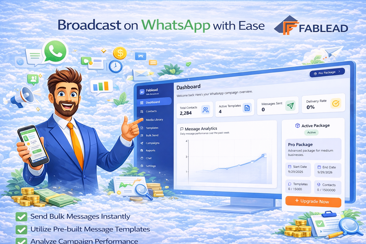 Fablead Technolabs WhatsApp marketing platform overview